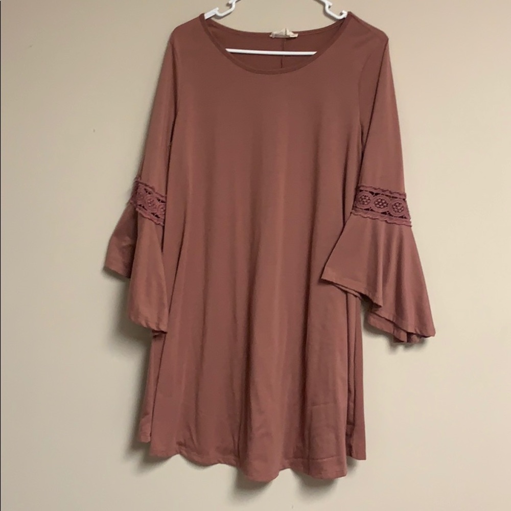 Mauve knit cotton dress
